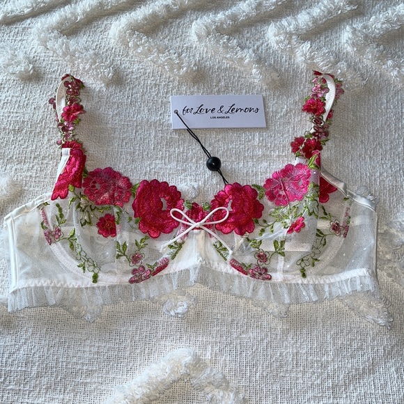 For Love & Lemons V Day Floral Embroidery Bra - Picture 8 of 12